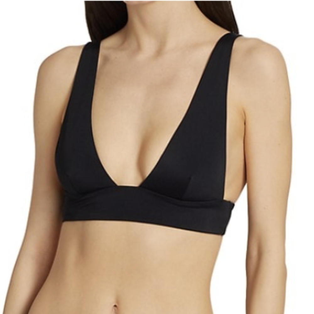 Onia Mallory Black V Neck Swim Bikini Top